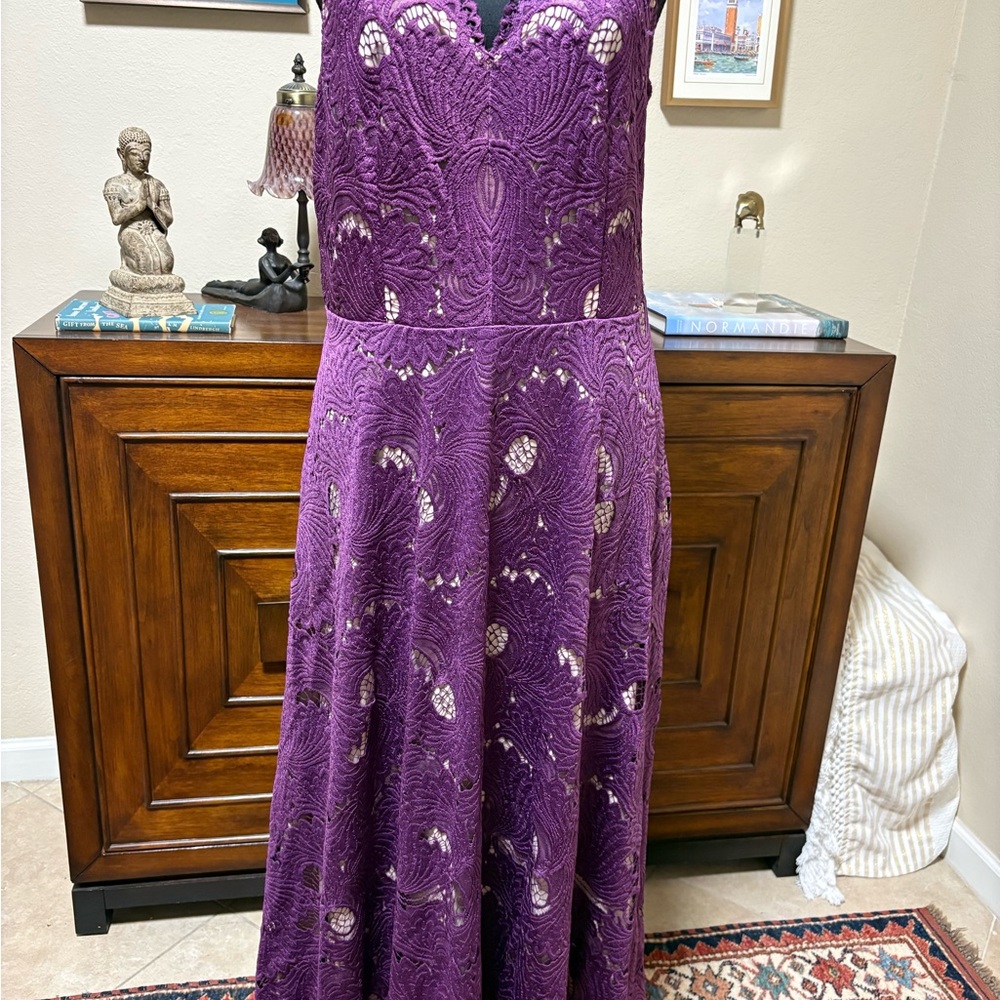 Moulinette Soeurs for Anthropologie Purple Lace Midi Dress-NWT